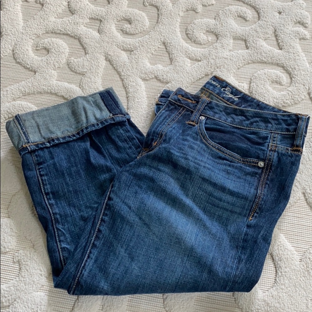 American eagle boy fit cropped jeans with cuff